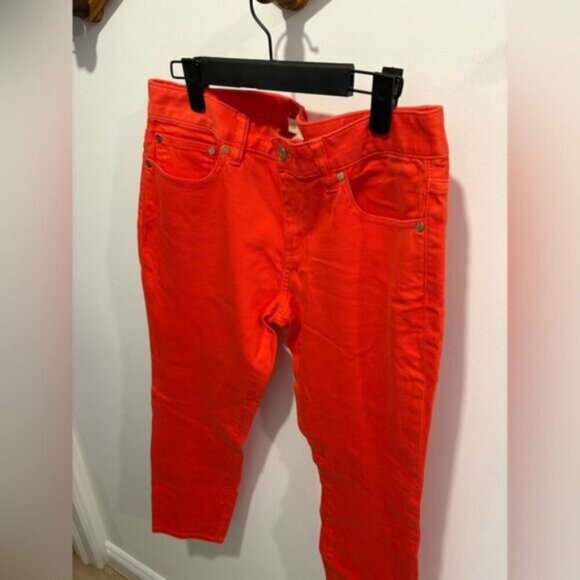 ⭐️ NWT- TORY BURCH ALEXA CROPPED SKINNY JEAN IN POPPY RED- size 30 - Picture 4 of 15